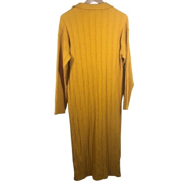 Free People Beach Aster Long Sleeve Collar Tee Dress Marigold Caftan Cover XS - Picture 7 of 10